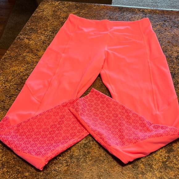 ZYIA Pants & Jumpsuits Zyia Neon Floral Coral Luxe Flower Power Hi